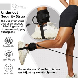 Special Essentials Ankle Strap for Cable Machine & Resistance Bands Premium Neoprene Gym & Workout Kickback Ankle Cuffs with Adjustable Foot Strap for Enhanced Leg & Glute Exercises (Black, Single)