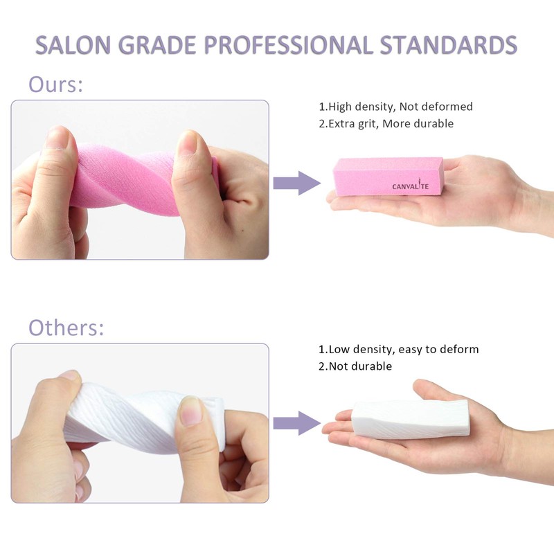 Canvalite Pack of 10 Buffer for Gel Nails Pink Buffer