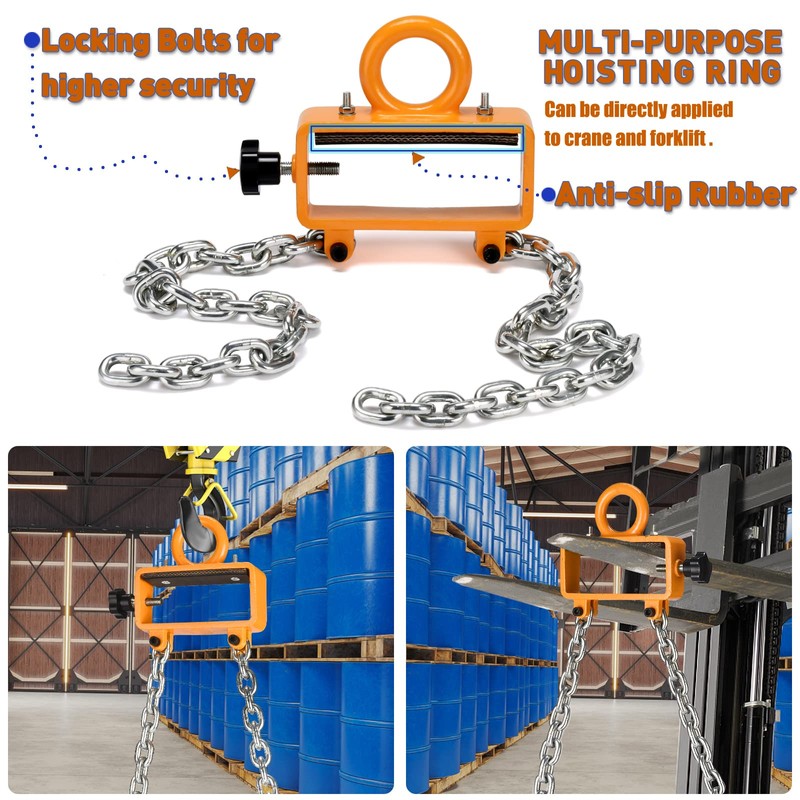 WowDIY 55 Gallon Drum Lift - Chain Drum Lifter -
