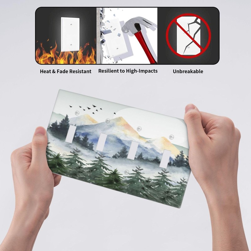 Tree Forest Mountain Quad Toggle Light Switch Plate Cover 4