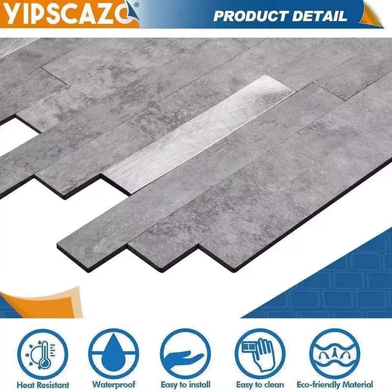 Yipscazo 1 - Sheet Peel and Stick Stone Metal Tile