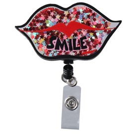 dohobby Nurse Shaker Badge Holder, Cute Lips Retractable Badge Reel with Alligator Clip for Office,Nurse, Doctor