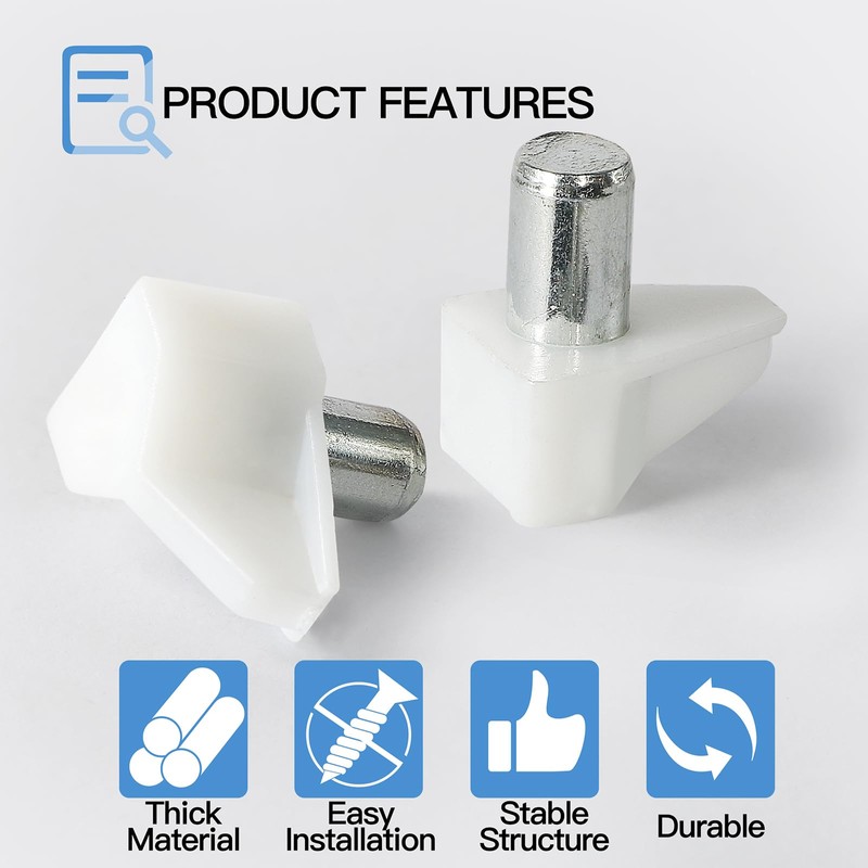 Jamiikury 30pcs White Shelf Pegs, 6mm Plastic Shelf Pins Shelf