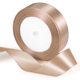 25 Yards Camel Color Satin Ribbon 1inch, Single Face Polyester Silk Fabric Hair String Ribbon for Craft, Flower Bouquets, Gift Wrapping, Wedding, Bow Making and Valentines Decoration