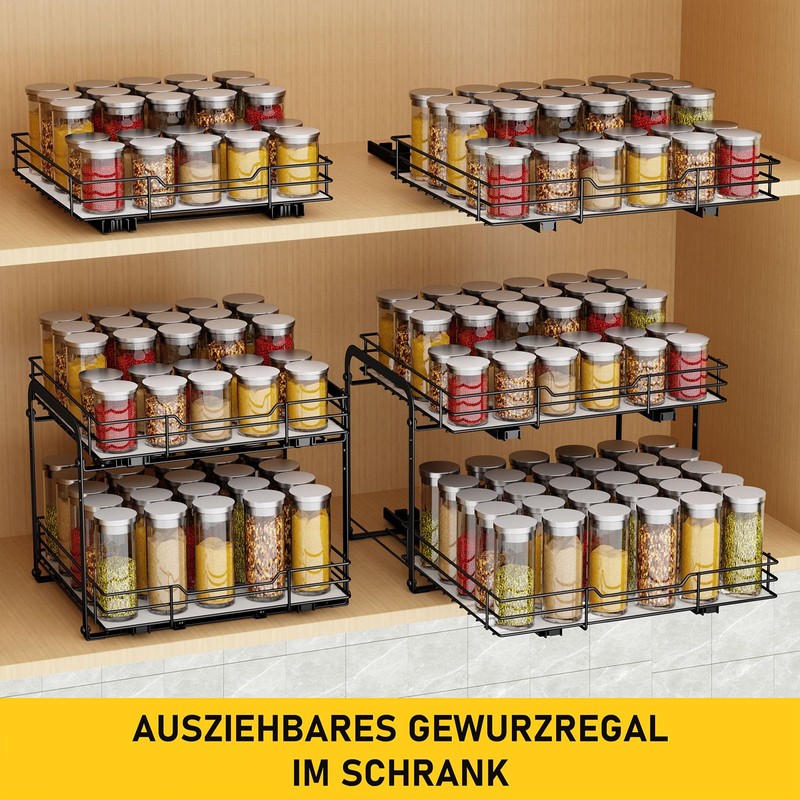 MAYZOLOP Spice Rack, Spice Rack, Extendable, Cupboard Organiser, Kitchen, Spice