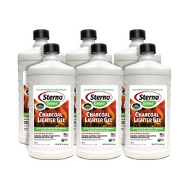 Sterno Fire Starter Fuel Gel Green Charcoal Lighter Fluid - Concentrated Ethanol Fuel for BBQ or Fireplace - All-Weather Burner for Indoor & Outdoor Use - 22 Oz Each, Pack of 6 Bottles