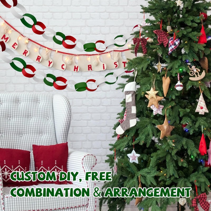 Christmas Colors Paper Chain Strips, Cardstock Craft Strips
