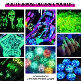 COKOHAPPY Festival Glitter Gel for Face, Body and Hair - 12 Colours Fluorescent Coarse Sequins Glitter No Glue Required Easy to Wash Decoration for Festival, Party and Rave