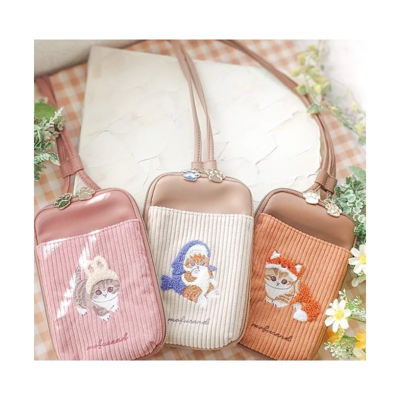 Smartphone Shoulder Pouch, Rabbit, Embroidered Boa, mofusand
