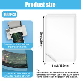 100 Pack Lamination Pouches 6" x 9" 5 mil Clear Index Card Laminating Pouches File Card Laminating Pouches Thermal Laminate Pouch Tags for Work Permits Pass Cards Student ID Cards