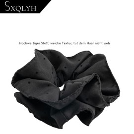 SXQLYH Large Hair Bobbles Scrunchies Fabric for Women, Braid Elastic, Three-Dimensional Styling Hair Band, Elastic Dot Pattern Skrunschis, Ponytail Holder, Hair Band for Women, Thick Long Hair (Black)