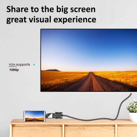 Kkf USB C to VGA with USB A OTG Adapter USB Type C to VGA Male to Male Cable Converter for Mobile Phone, Laptop, Tablet to Connect VGA Projector, Monitor (USB C to VGAI Adapter) (USB C to VGA+OTG)