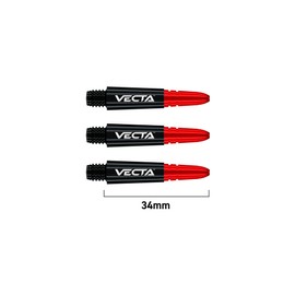 WINMAU Dart Shaft - Vecta Polycarbonate Dart Stems - 1 Set per pack (3 darts Shafts in total) - Professional Darts Accessories - Black and Red Short Shafts