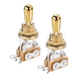 MECCANIXITY 3 Way Short Straight Guitar Toggle Switch Pickup Selector Gold with Gold Tip Knob Cap for Electric Guitars Parts Replacement
