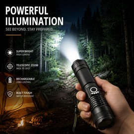 Rechargeable LED Flashlight for Outdoor Use – Aluminum Alloy Zoom Torch for Camping, Fishing & Emergencies