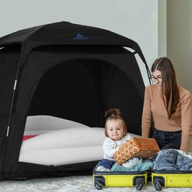 KNOCLOC Blackout Tent for Kids Travel and Sharing Room, fits Toddler Travel Bed & Cots, CPC Certified, with Monitor Pouch and Fan Pouch, Lightweight and Portable 55 * 39 * 45in
