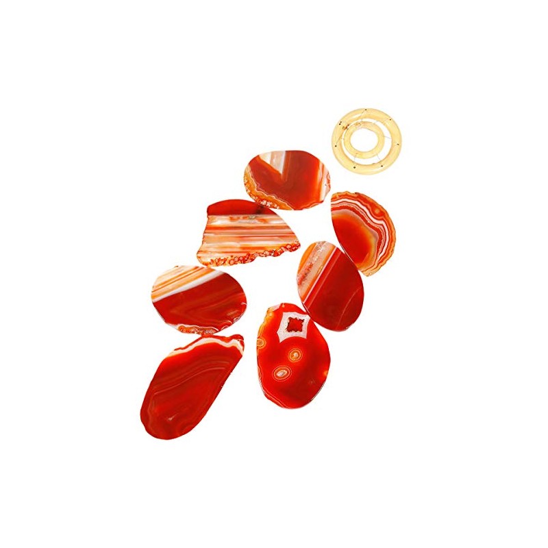 KYEYGWO Red Agate Discs Geode Wind Chime Sun Catcher Crystal