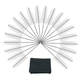 Hearing Aid Vent Earhook Tube Cleaning Brush Kit Tools Accessories with Carry Case (White - Pack of 20)