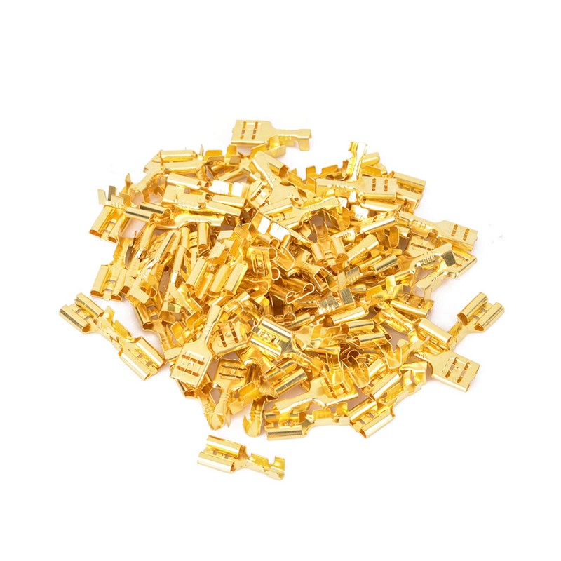 RLECS 150pcs 2.8mm 4.8mm 6.3mm Female Spade Connector Brass Crimp