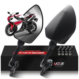 MZS Racing Motorcycle Mirrors, Rotatable Sport Bike Rearview Side Mirror Fairing Adjustable Black Compatible with YZF R1 R1M R6 R6S CBR600RR CBR1000RR CBR600 F4 F4I CBR250R CBR300R CBR500R VTR1000