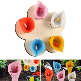 NQEUEPN Bee Drinking Cups for Garden, 5 Colors Bee Cups for Thirsty Pollinators Colorful Mini Bee Watering Station for Outdoor Courtyard Decorations (Flower B)