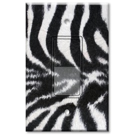 Printed Single-pole Decora Rocker Switch with matching Wall Plate - Faux Zebra Fur