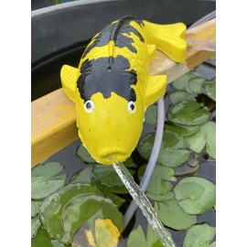 SW 12"Concrete KI BeKKo Koi fish Fountain Pond Spitter Garden Statue (1/2" hose)