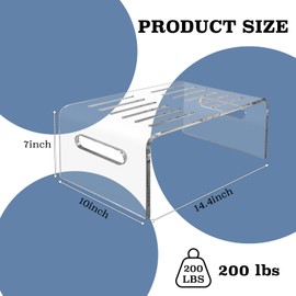 Cutora 7”H Acrylic Toilet Stool for Adults Kids Clear Step Stool for Bathroom Portable Potty Stool Modern Non-Slip Assistance Poop Stool Toddler Bed Stripe Foot Stool Bedroom Kitchen Shower Sink