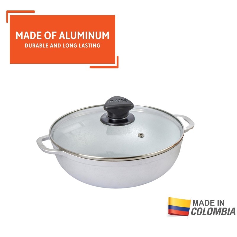 IMUSA Caldero Stock Pot with Glass Lid 2QT, 20cm, Cast