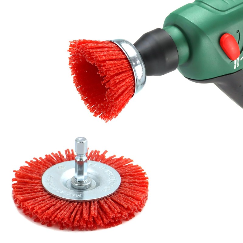 QWORK® 6 Piece Nylon Brush Set, Sanding Wire Disc Brush