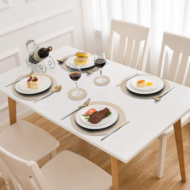 Soulnioi Cotton Place Mats Round Table Placemats 38cm Heat Resistant