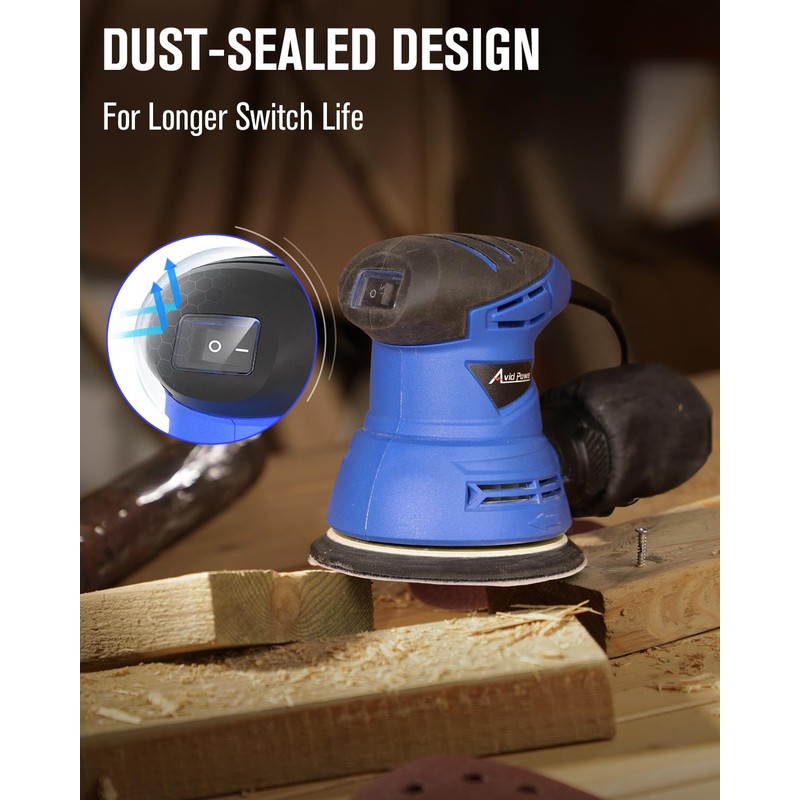 AVID POWER 5” Random Orbital Sander Tool Palm Sander for