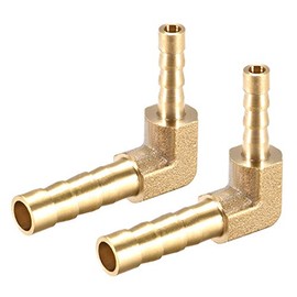 sourcing map 6mm to 4mm Barb Brass Hose Fitting 90 Degree Elbow Pipe Connector Coupler 2pcs