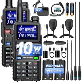 5RM 10W Long Range Ham Radio with TIDRADIO Portable Wireless Programmer Upgraded UV-5R Handheld 8 Bands&NOAA Weather Receiver, Frequency Copy,2500mAh TypeC Battery - Style: 1 Piece