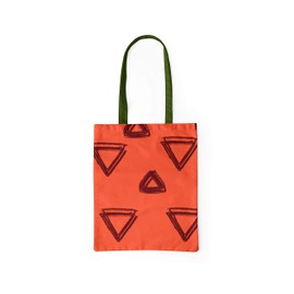 Le Jardin du Lin Printed Shopping Bag with Green Long Handles, Reusable Bag, Foldable, Fabric Bag, Size: 34 x 40 cm
