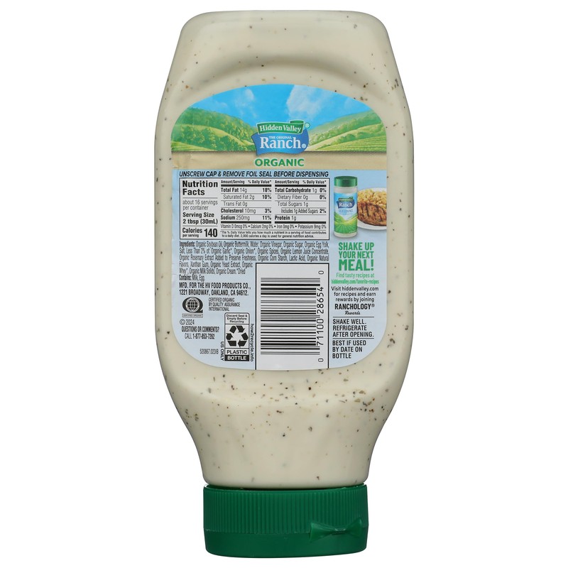 Hidden Valley Original Ranch Organic Salad Dressing & Topping, Gluten