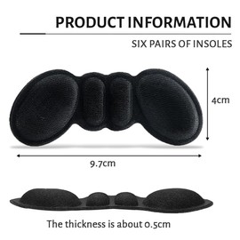 BDEPSTR 6 Paar Fersenpolster Schuheinlagen, Selbstklebend Fersenschutz Fersenkissen für zu große Schuhe & Stiefel Schuhfüller Heel, Gegen Reibung Heel Pads für Männer Frauen-A