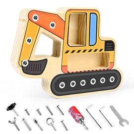 Victse Montessori Toy from 3 4 5 Years, Excavator Toy from 3 Years, Busy Board Wooden Screw Board Wooden Toy, Children's Toy, Motor Skills Toy, Educational Games Gift for Girls Boys