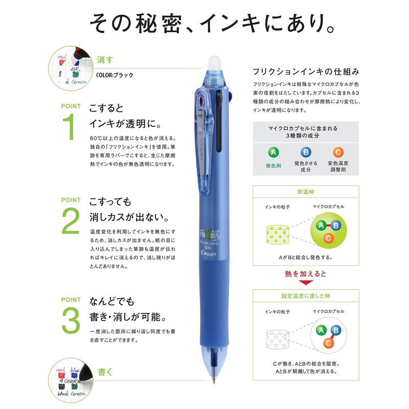 PILOT Pilot Erasable 4 Color Ballpoint Pen Frixion Ball 4