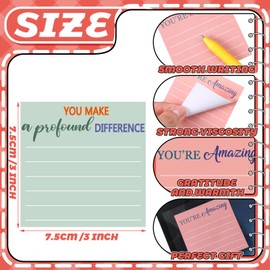 Yinder 24 Pcs Employee Appreciation Sticky Notes Thank You Gifts Bulk Note Pads with Sayings Teacher Gift Mini Pocket Inspirational Notepads for Coworker Office Supply 3 x 3'' (Pastel,Thank)