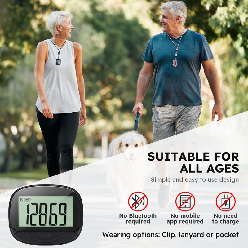 Pedometer for Walking, Large Digital Display and Clip, Pocket Pedometer