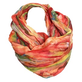 JameStyle26 Colour gradient silk summer loop gradient rainbow silk plain round scarf tube scarf stole scarf light - red