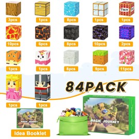 Magnetic Blocks - 84PCS Magnetic Tiles, Build Magic Portal Set,STEM Sensory Construction Stacking Magnet Blocks Toy for Kids Ages 3+, Boys and Girls Christmas Birthday Gifts