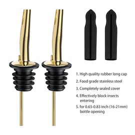 Pafusen 24 Pack Liquor Bottle Pourers, Liquor Pour Spout for Liquor Bottles, Stainless Steel Olive oil Dispenser Spout, Alcohol Pourer Spouts Dust Caps Long Covers, Gold