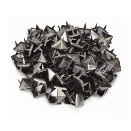 100Pcs Square Rivets 8mm Pyramid Punk Studs Spike Rivets for Leathercrafts DIY Projects Bags Belt, Gun Black