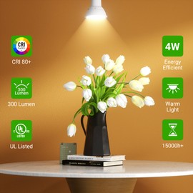 TJOY LED GU10 Light Bulbs 12 Pack, 2700K Warm White GU10 Replacement for Recessed Track Lighting, 60W Equivalent, Non-Dimmable, 4W, 300LM LED Bulb for Kitchen, Range Hood