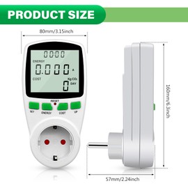 Electricity Meter for Balcony Power Plant, Power Meter for Socket, Energy Cost Meter, Current Meter for Balcony Power Plant, Power Meter Socket, Power Meter with 11 Monitoring Modes, 3680 W