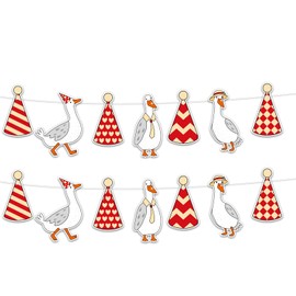 BOXOB 2pcs Goose Party Decorations, Paper One Silly Goose Banner Funny Baby Shower Garland Decor Farm Animal Themed Party Supplies for DIY Baby Shower & Birthday Celebrations