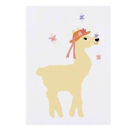 'Lama With A Butterfly On Her Nose' Temporary Tattoo - Water Resistant, Skin-Safe, Non-Toxic Transfer (TO00075871)