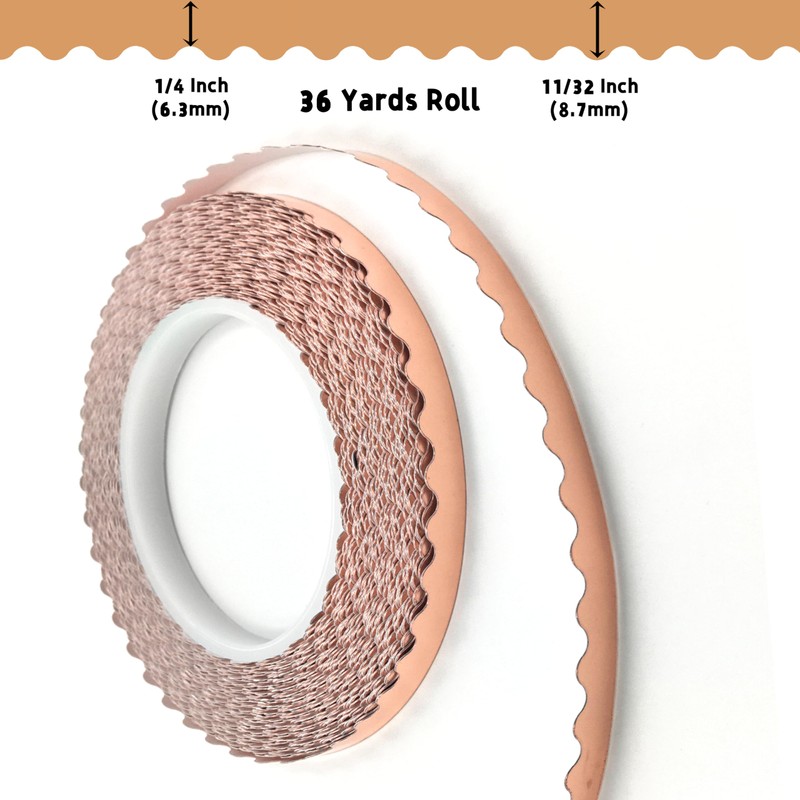 ARTKINGTO Scalloped Copper Foil Tape for Stained Glass, DIY Handicrafts,